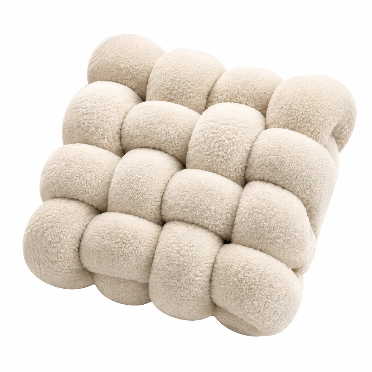 Knotenkissen 40 cm aus Polyester in Creme - geflochtenes Dekokissen