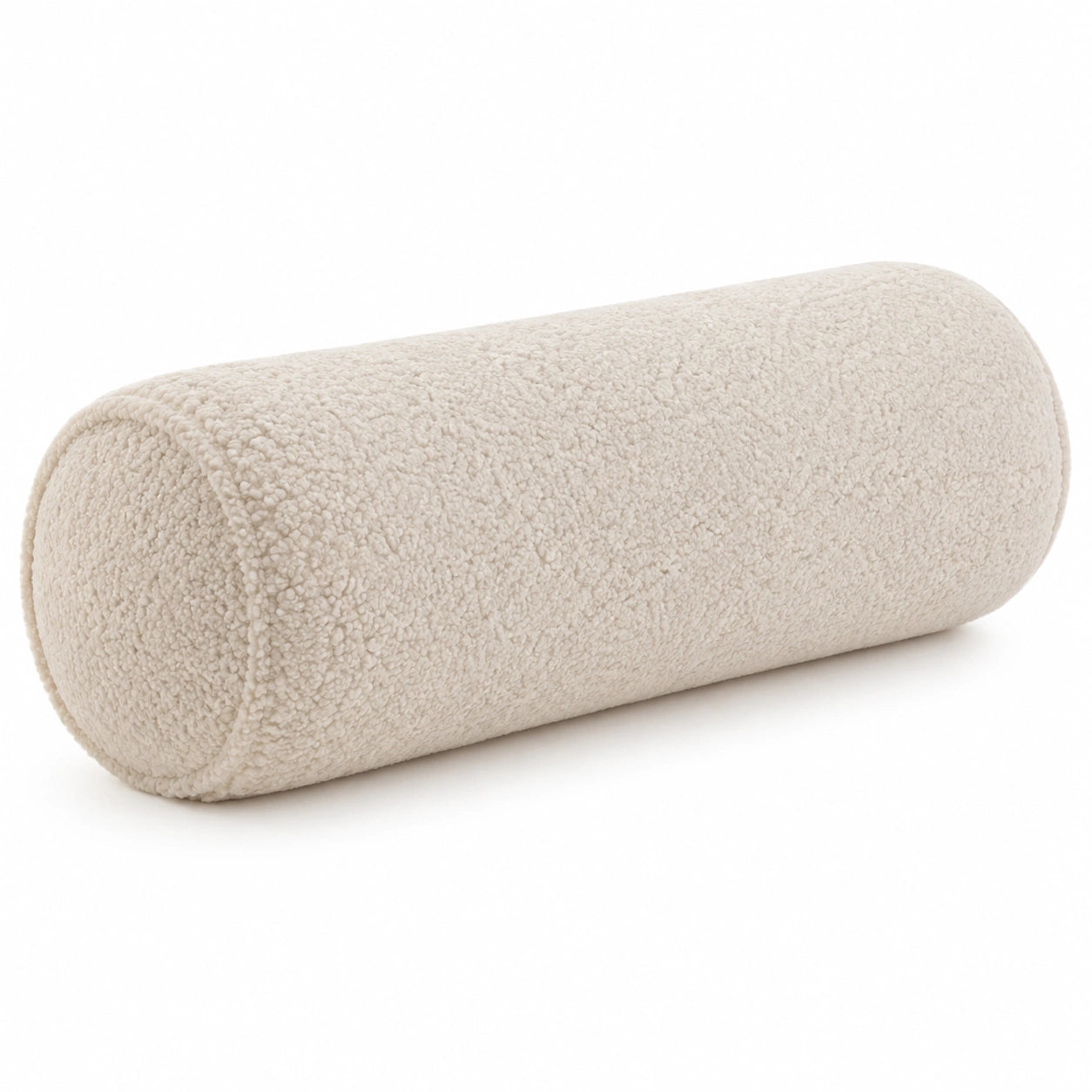 Nackenrolle 20 x 50 cm Bouclé Creme - weiches Zierkissen für Sofa und Bett