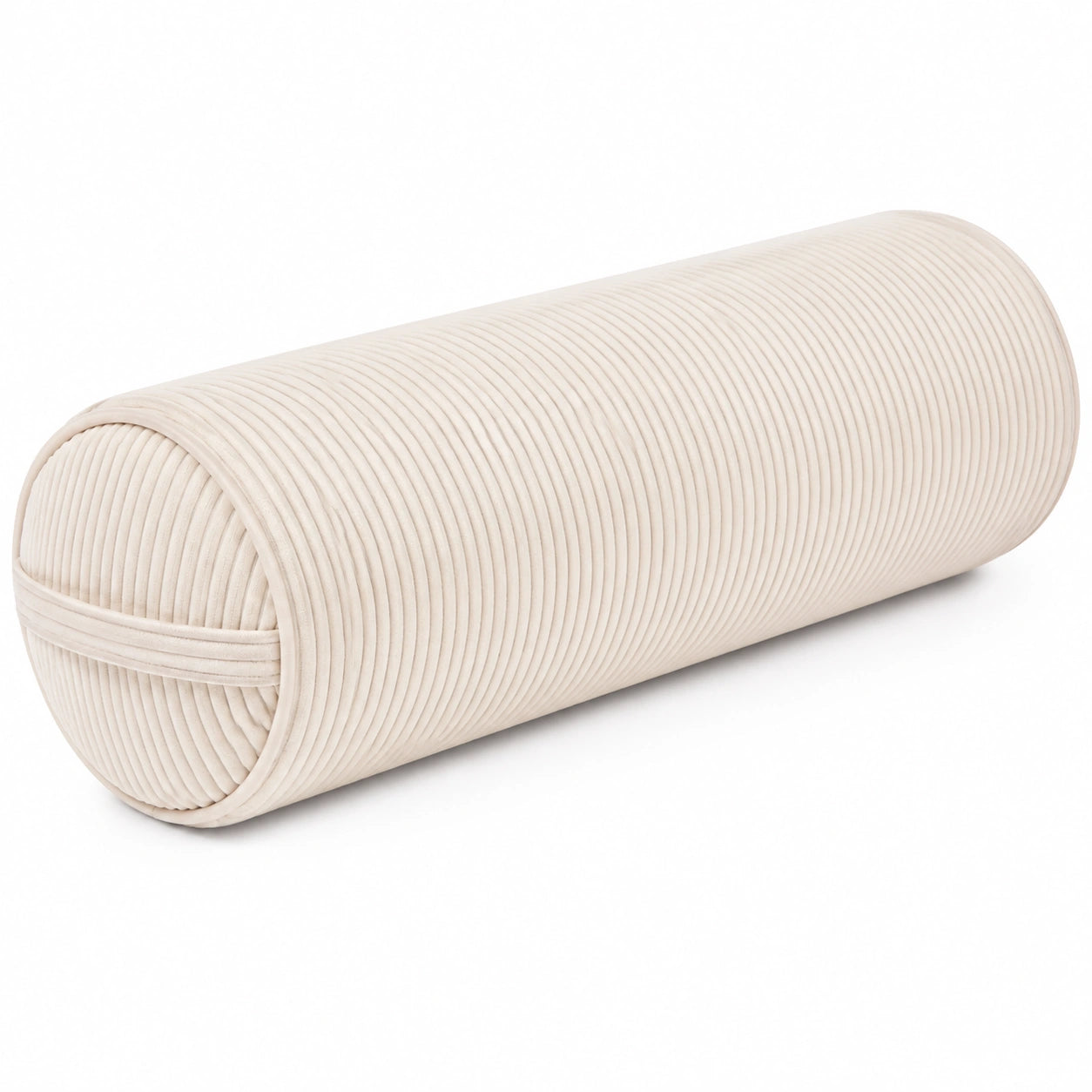 Nackenrolle 20 x 60 cm aus geripptem Textil in Creme mit weicher Füllung