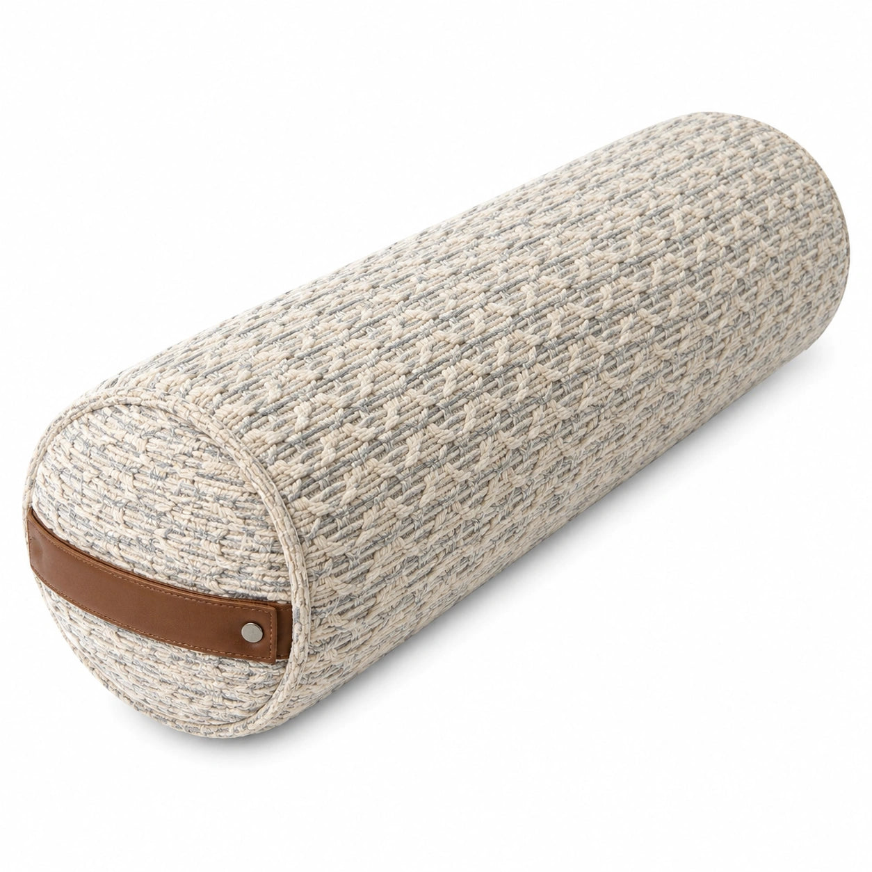 Nackenrolle 20 x 60 cm in Beige Grau aus Strukturstoff mit Tragegriff