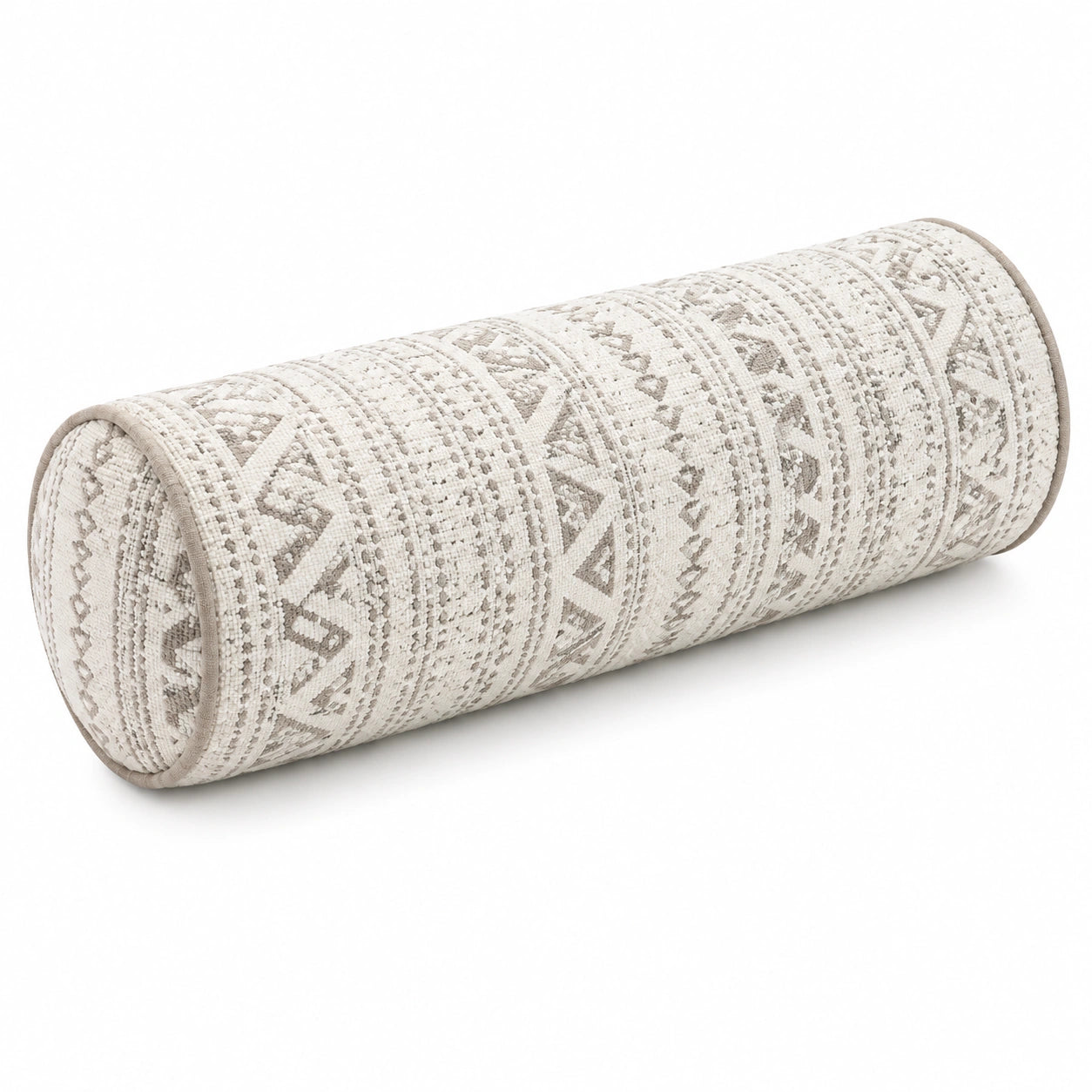 Nackenrolle 50 cm Textil Beige mit geometrischem Muster für Sofa und Bett