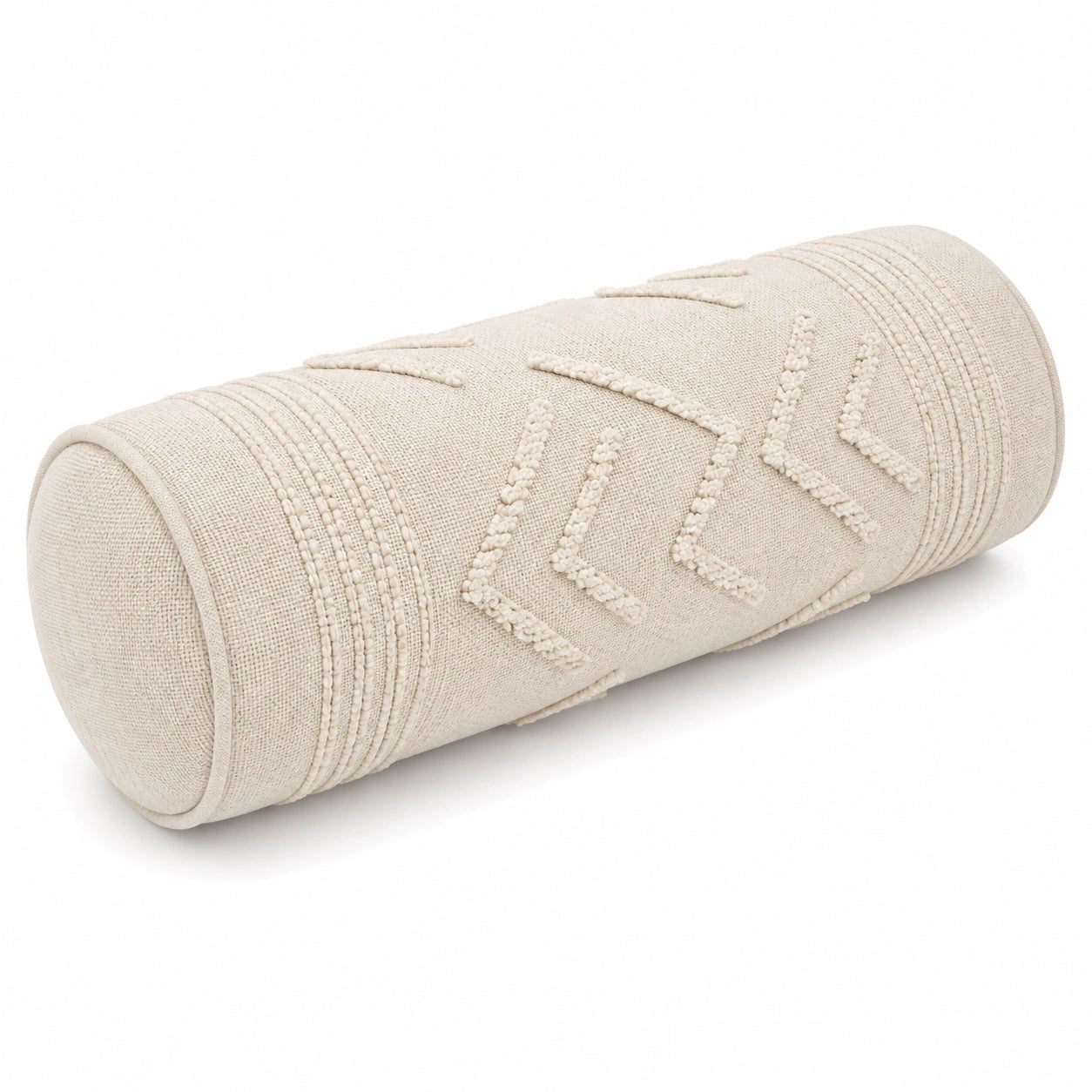 Nackenrolle 20 x 50 cm Creme Textil mit Strukturmuster dekorativ
