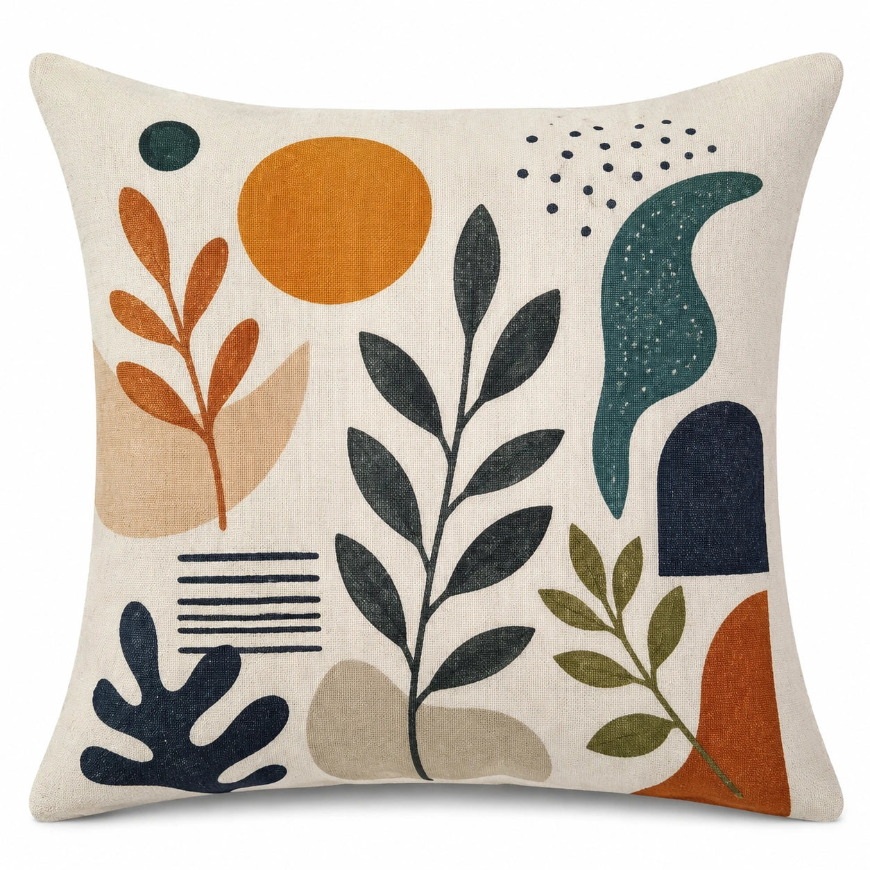 Dekokissen 45 x 45 cm Stoff Beige mit botanischem Muster