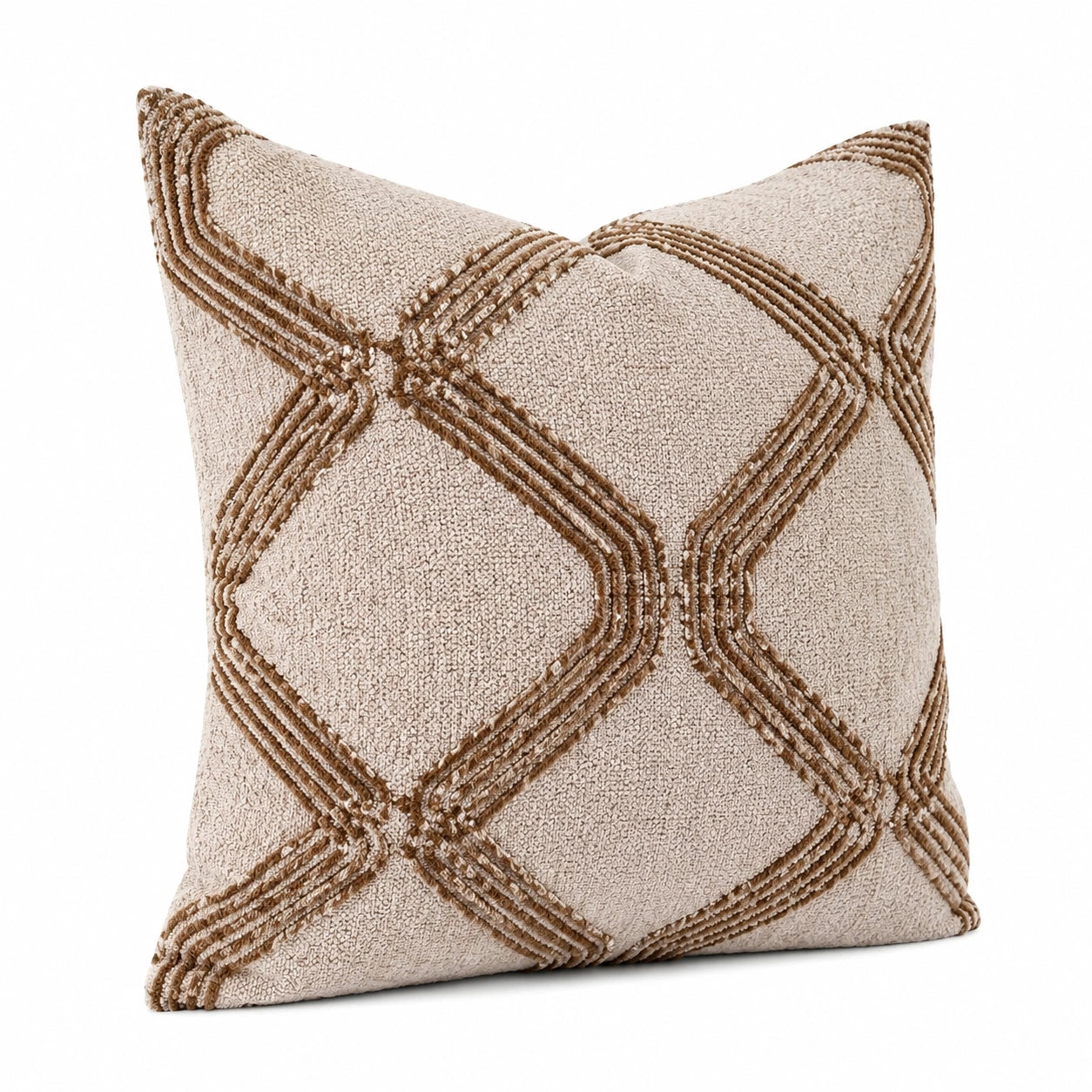 Dekokissen 45 x 45 cm aus Polyester in Beige Braun mit Strukturmuster