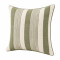 Dekokissen 45 x 45 cm aus gewebtem Textil in Olivgrün Creme mit Streifenmuster