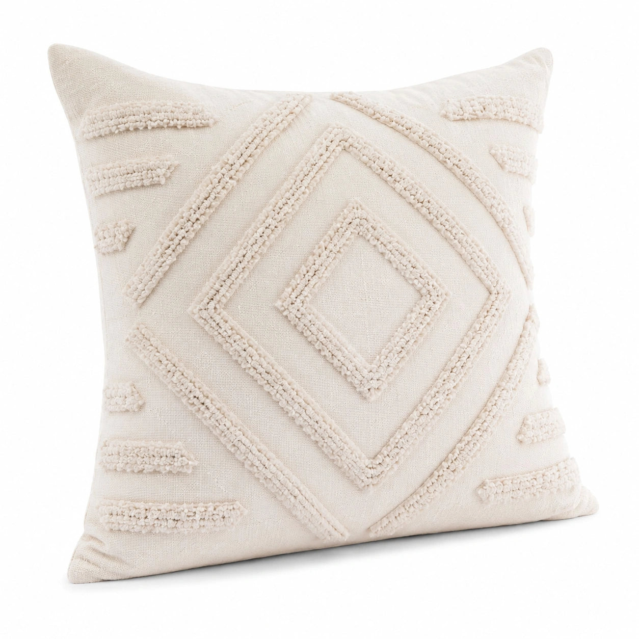 Dekokissen 45 x 45 cm Creme Textilbezug geometrisches Strukturmuster