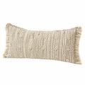Dekokissen 50 x 30 cm Baumwollmischgewebe Beige mit Fransen im Boho-Stil