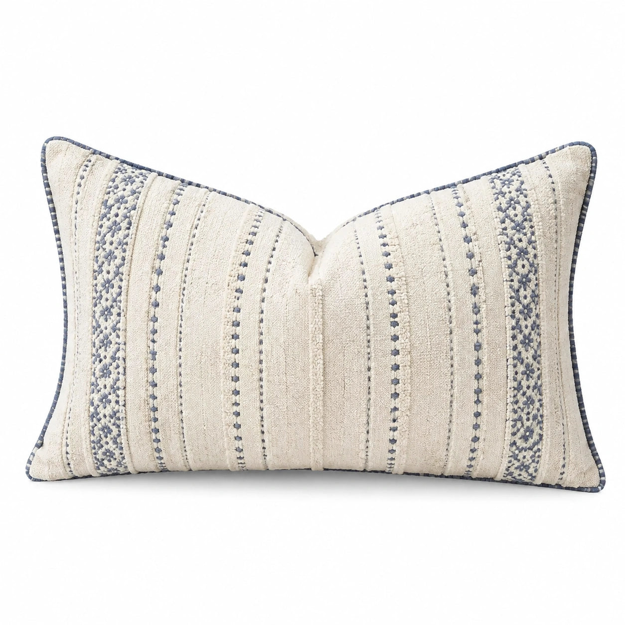 Dekokissen 50 x 30 cm aus Textil in Cremeblau mit Strukturmuster
