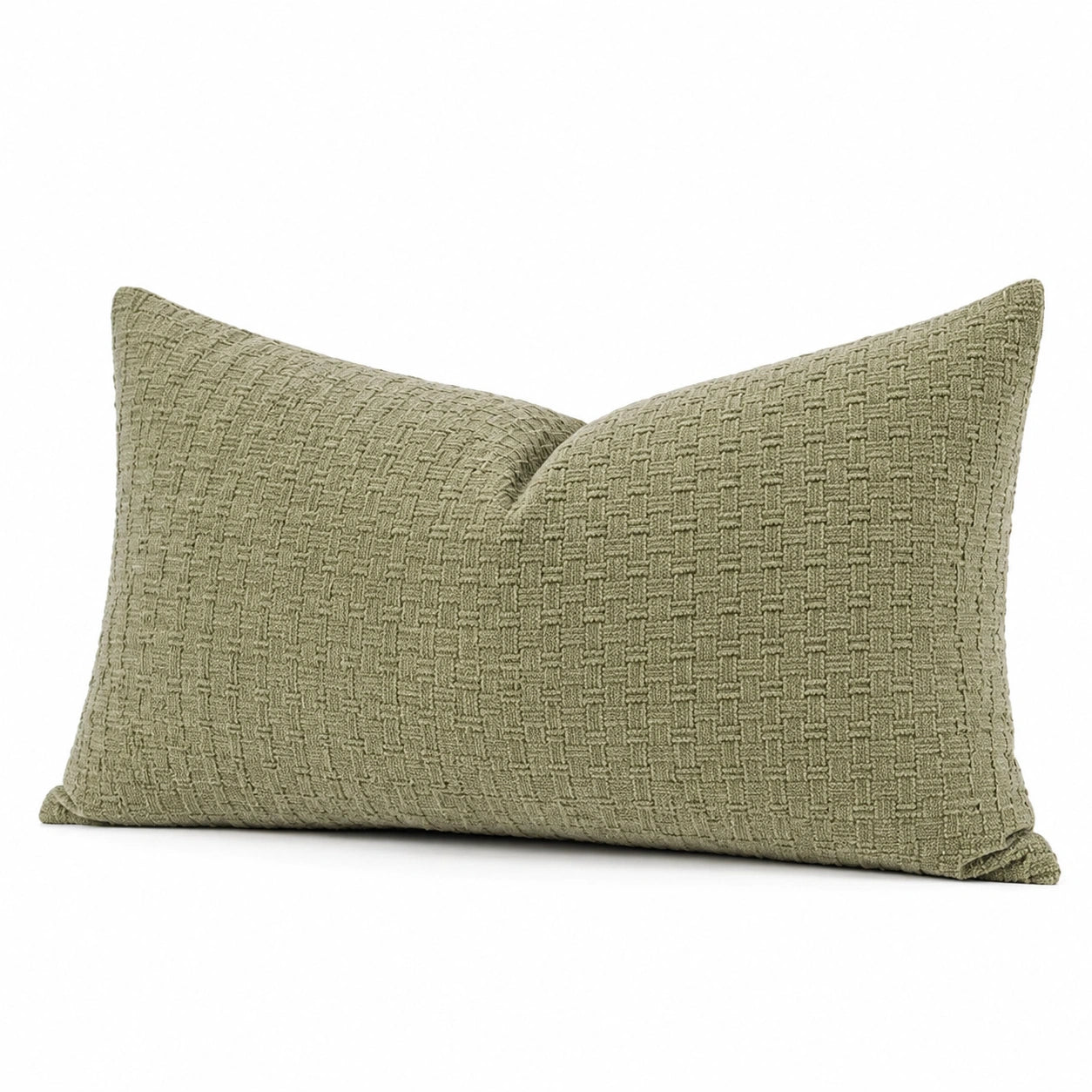 Dekokissen 50 x 30 cm Textil Salbeigrün gewebte Struktur 2er Set
