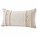 Dekokissen 50 x 30 cm Beige Creme Textil mit Fransen Strukturmuster