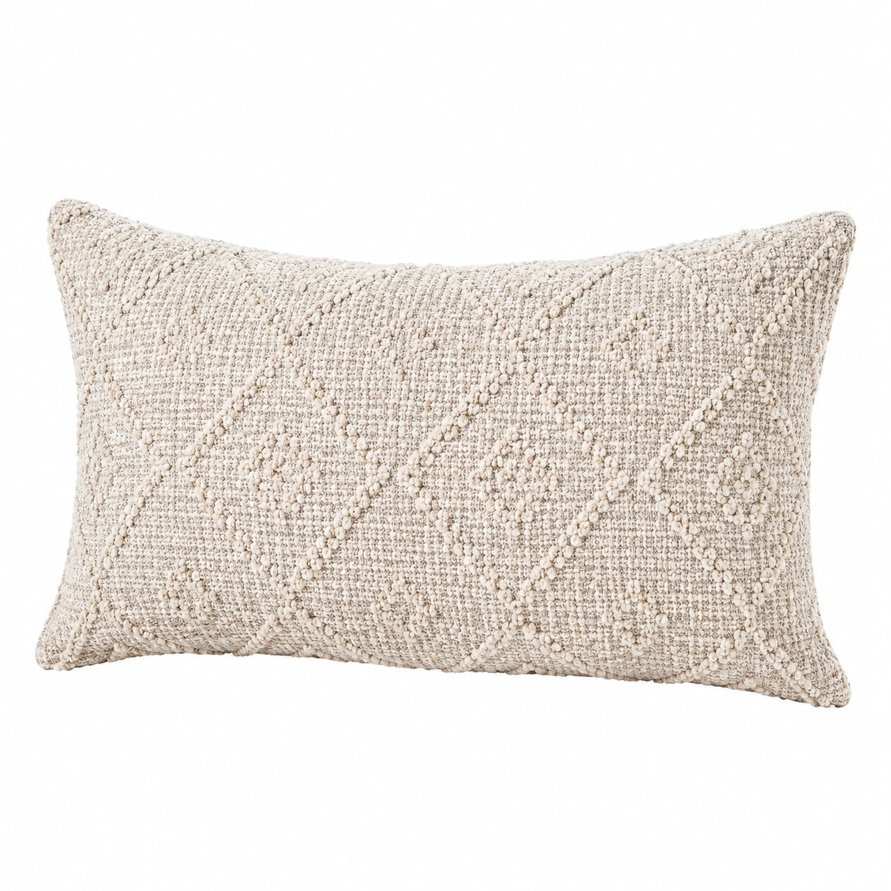 Rechteckiges Dekokissen 50 x 30 cm Creme gewebter Textilbezug mit Strukturmuster