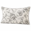 Dekokissen 50 x 35 cm mit Textilbezug in Creme Grau mit Blumenmuster