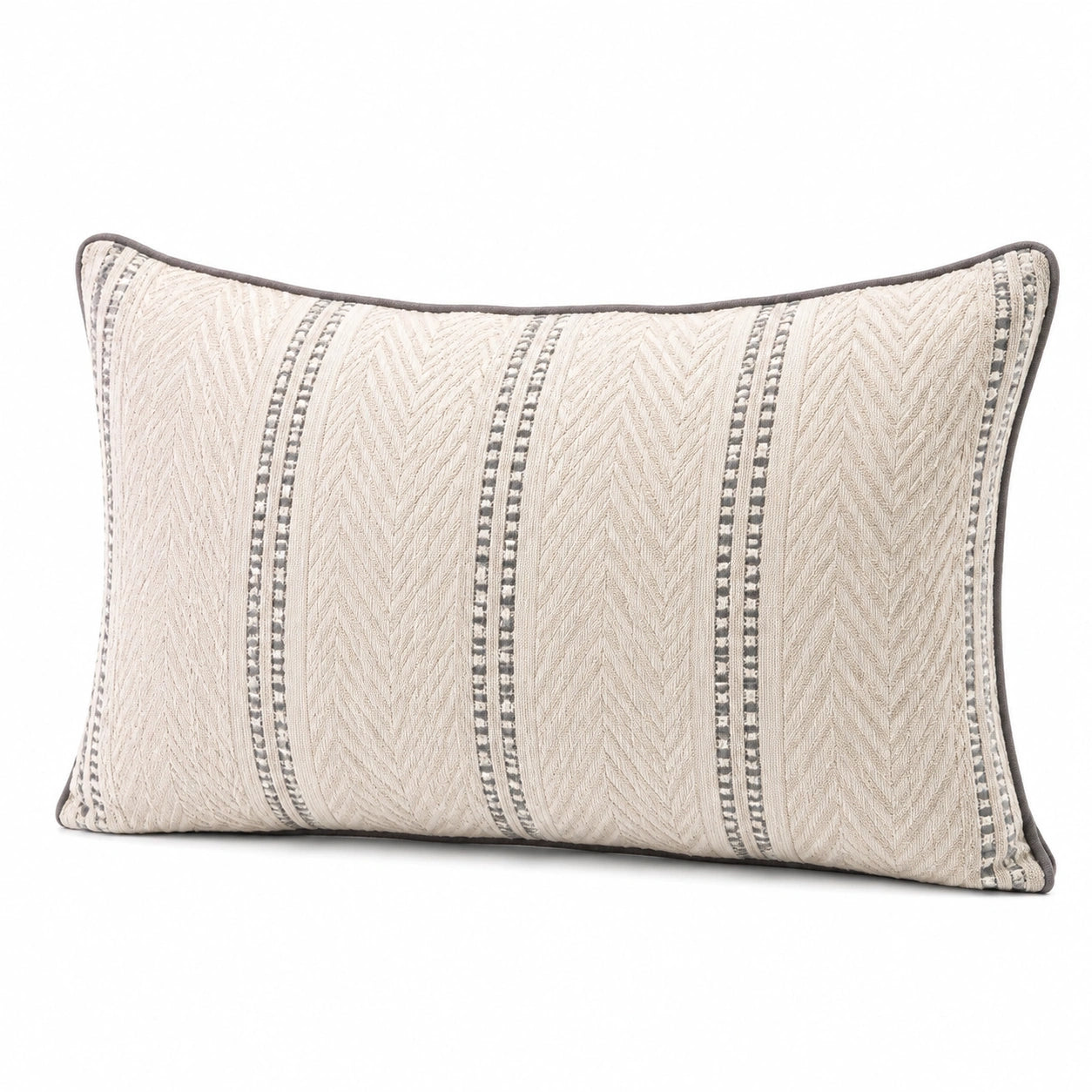 Dekokissen 50 x 30 cm Textil Elfenbein Grau für Sofa im strukturierten Stil