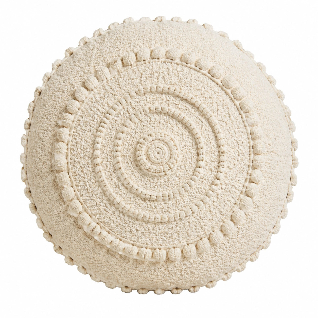 Rundes Zierkissen 45 cm aus Textil in Creme mit Strukturmuster
