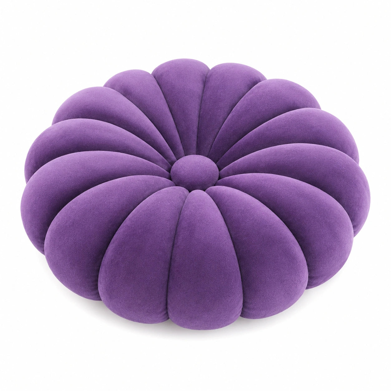 Rundes Dekokissen 50 cm Samtoptik Violett Blumenform