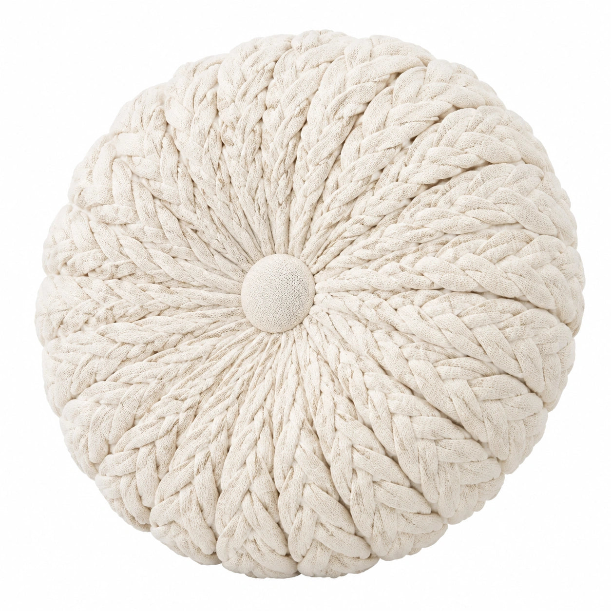 Rundkissen 40 cm Creme Textil Strickoptik Dekokissen